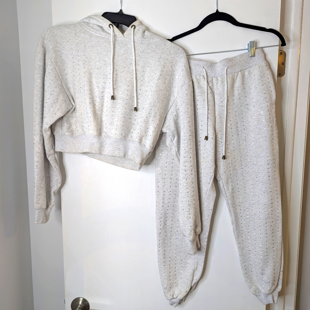 EUC Embellished Akira Rhinestone Hoodie and Capri Set